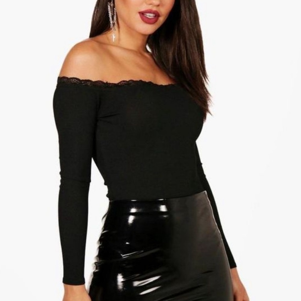 Boohoo Lace Trim Bodysuit